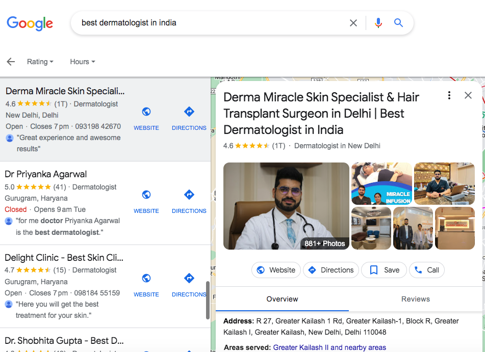 Dermatologist Local SEO GMB Ranking